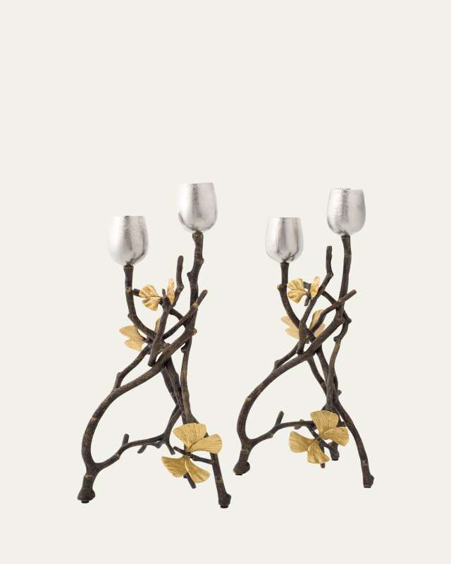 Butterfly Ginkgo Candleholder, Set of 2
